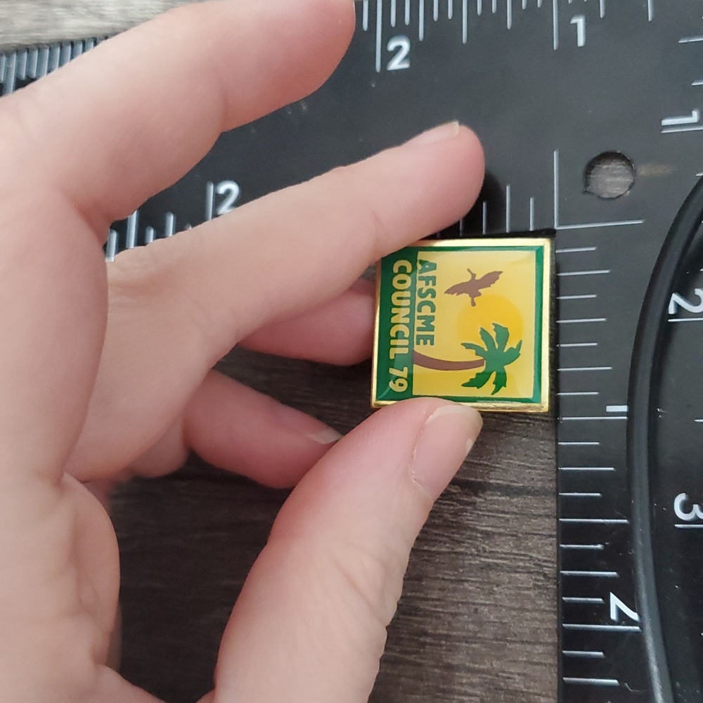 AFSCME Council 79 Enamel Pin - Palm Tree Design B453 - Picture 3 of 3
